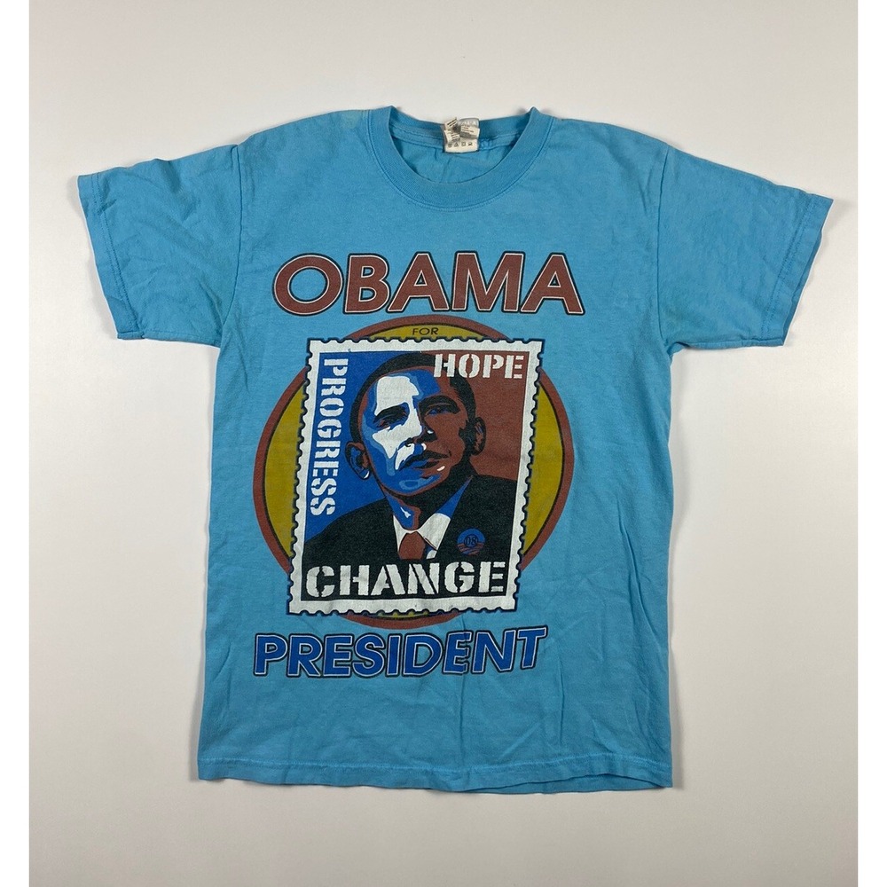 Barack Obama President Graphic Tshirt Hope Progress Change Crewneck Vintage
